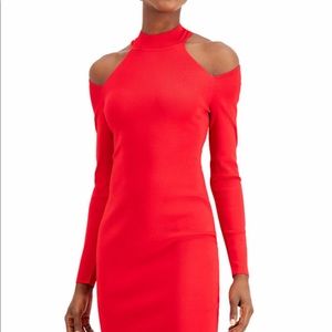 INC Cold-Shoulder Sweater Dress fitted, Mock Neckline.